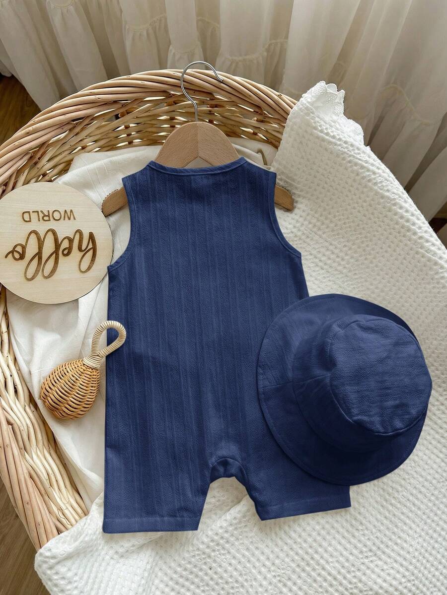 Baby Boy White Sleeveless Romper with Pockets Casual Short Jumpsuit for Everyday Wear