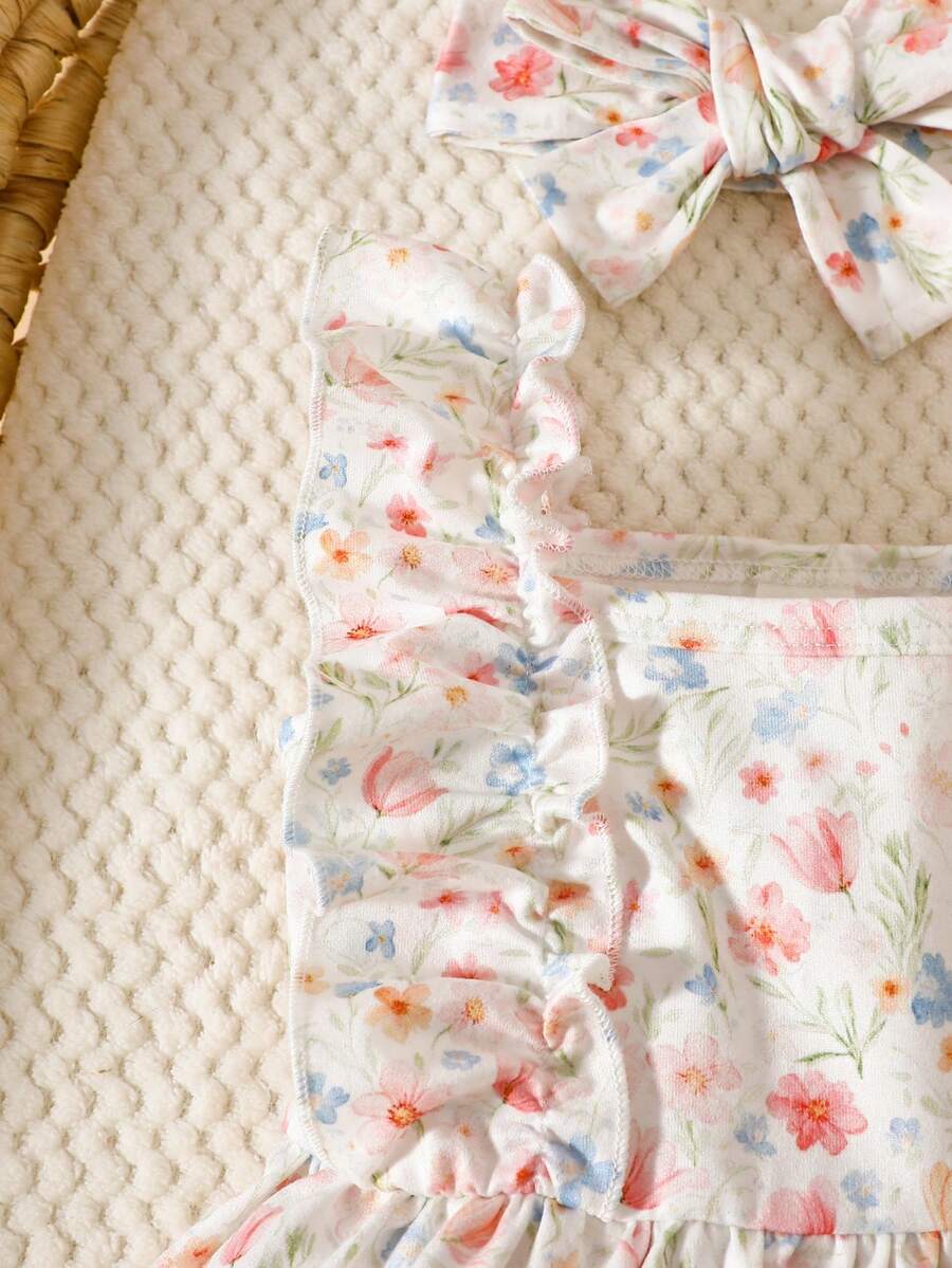 2PCS Baby Strawberry Plaid Dress and Bow Headband Set for Cute Spring and Summer Outings