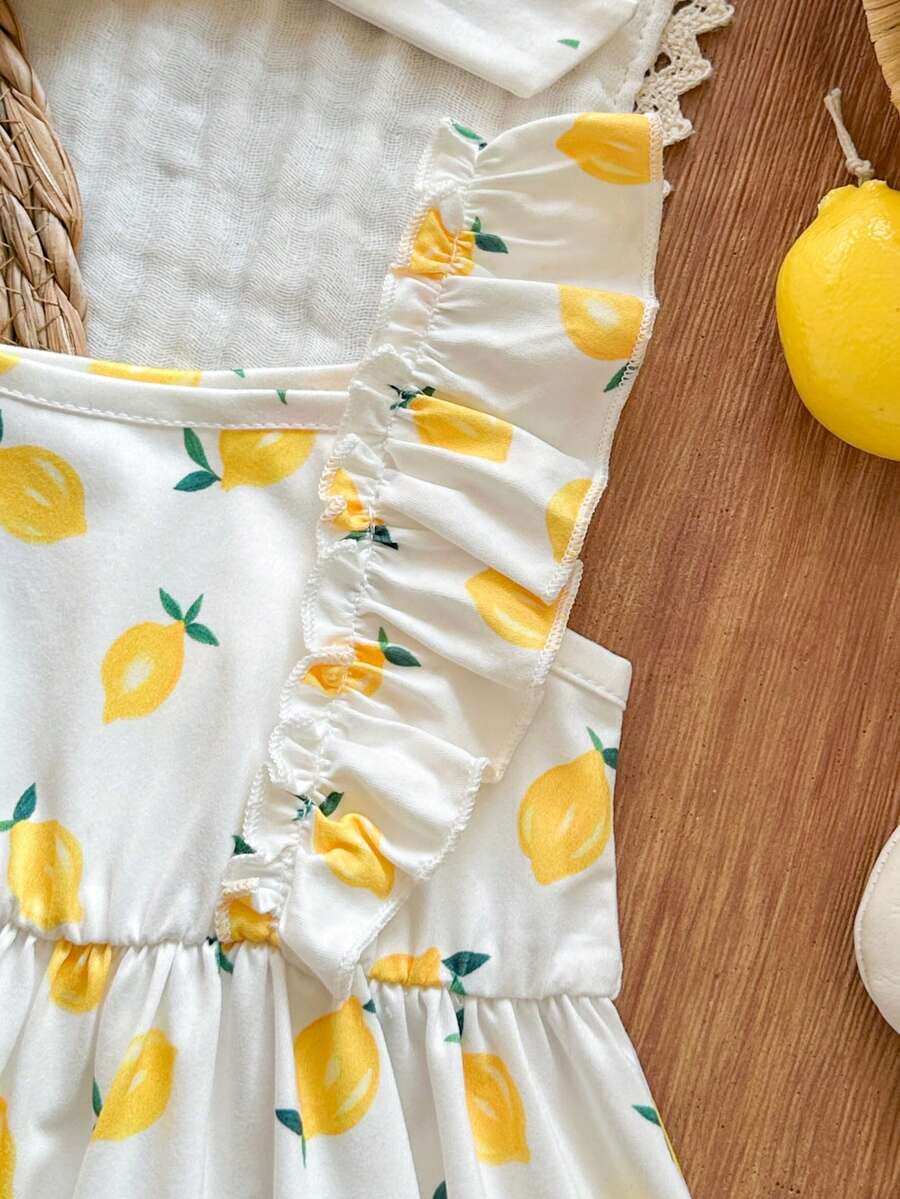 2PCS Baby Strawberry Plaid Dress and Bow Headband Set for Cute Spring and Summer Outings