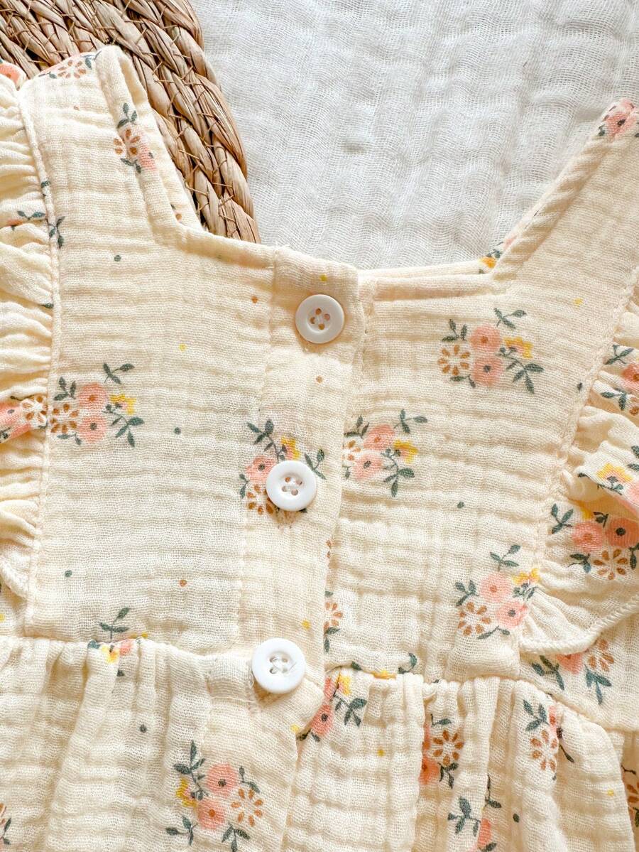 Baby Daisy Print Ruffled Hem Dress for Cute Summer Daily Wear