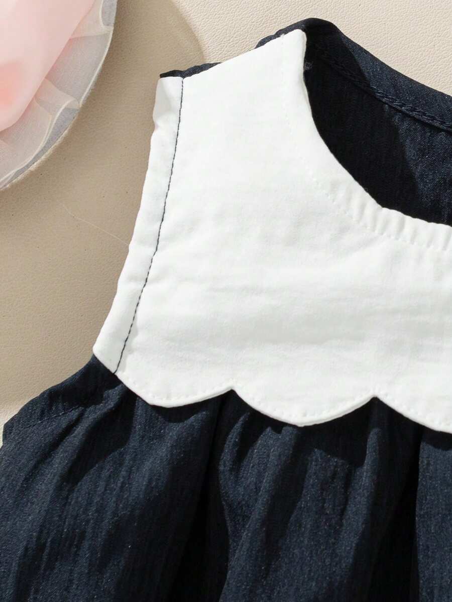 Sleeveless Long Dress with Embroidered Cartoon Duck for Toddler Girls