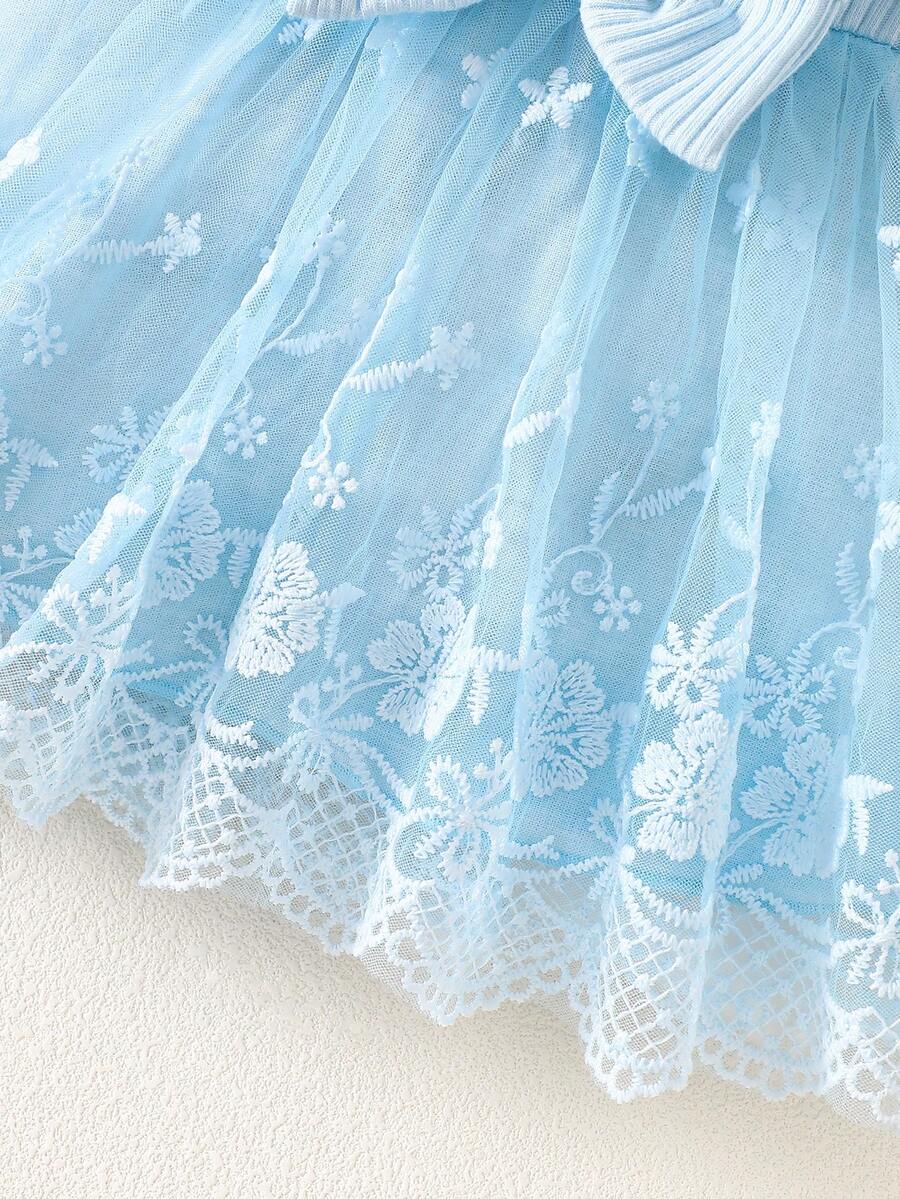 Baby Embroidered Mesh Dress and Headband Set for Elegant Outdoor Photoshoots and Special Occasions