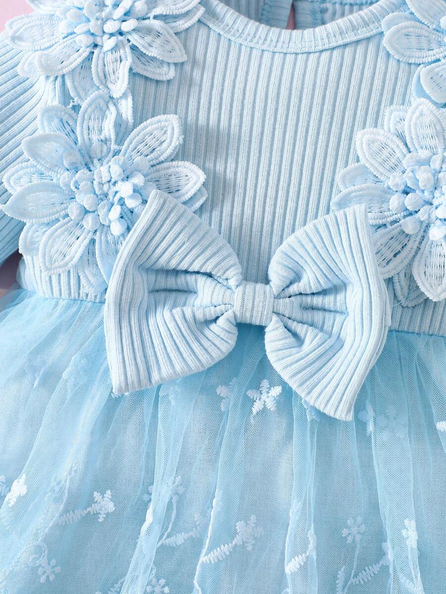 Baby Embroidered Mesh Dress and Headband Set for Elegant Outdoor Photoshoots and Special Occasions