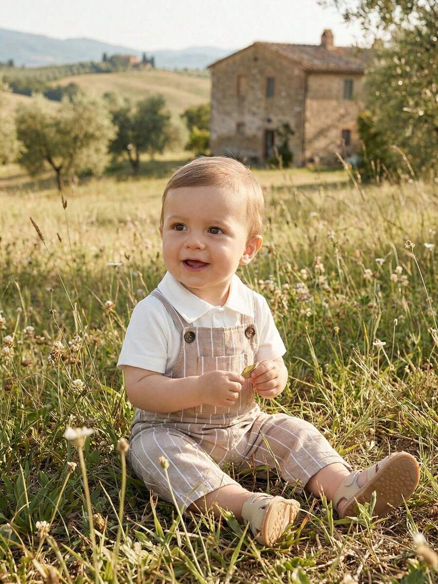 Baby Boy Plaid Print Sleeveless Outfit Set for Spring Casual Wear