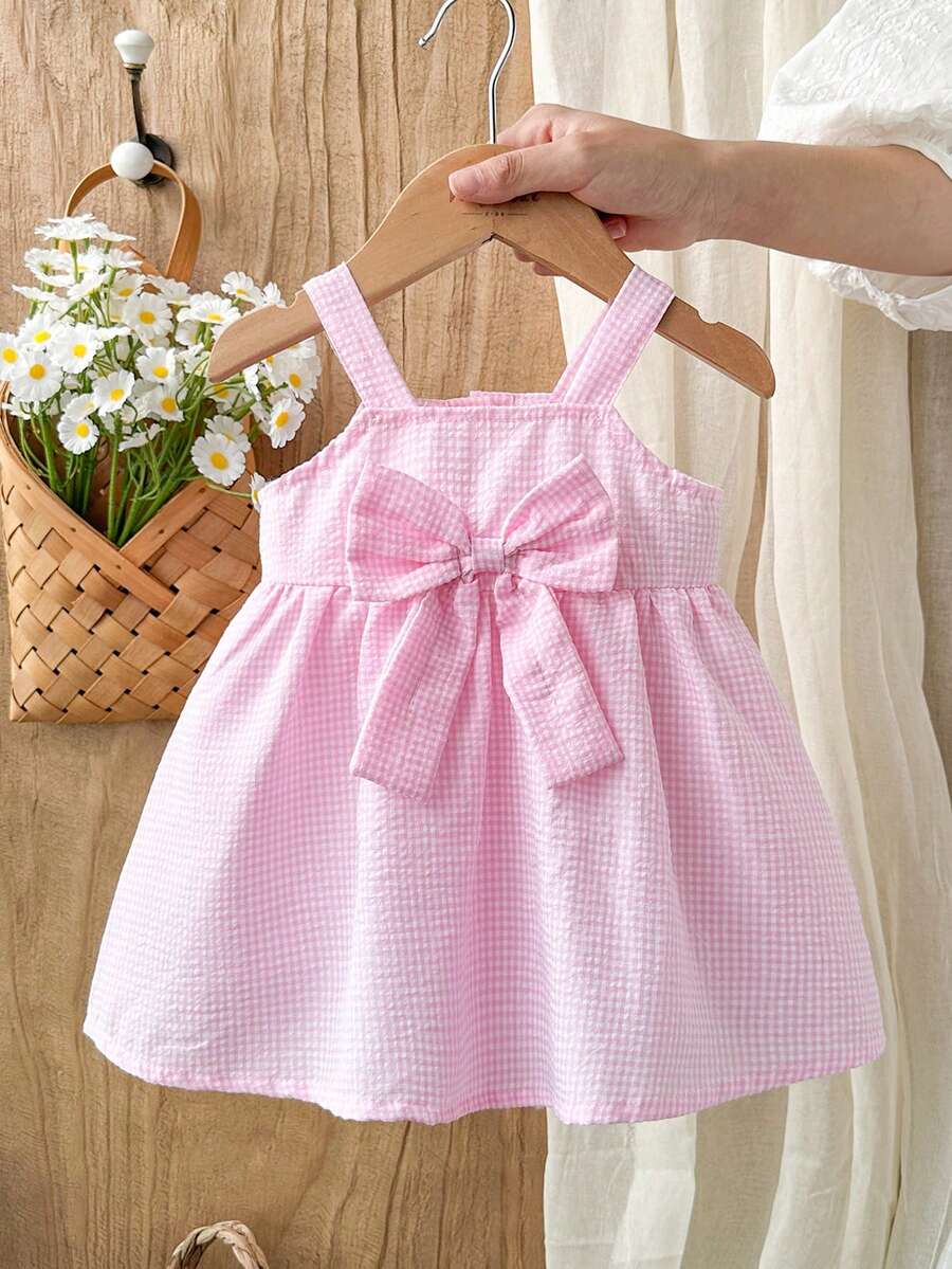 Baby Big Bow Strap Dress for Sweet Elegant Spring and Summer Wear