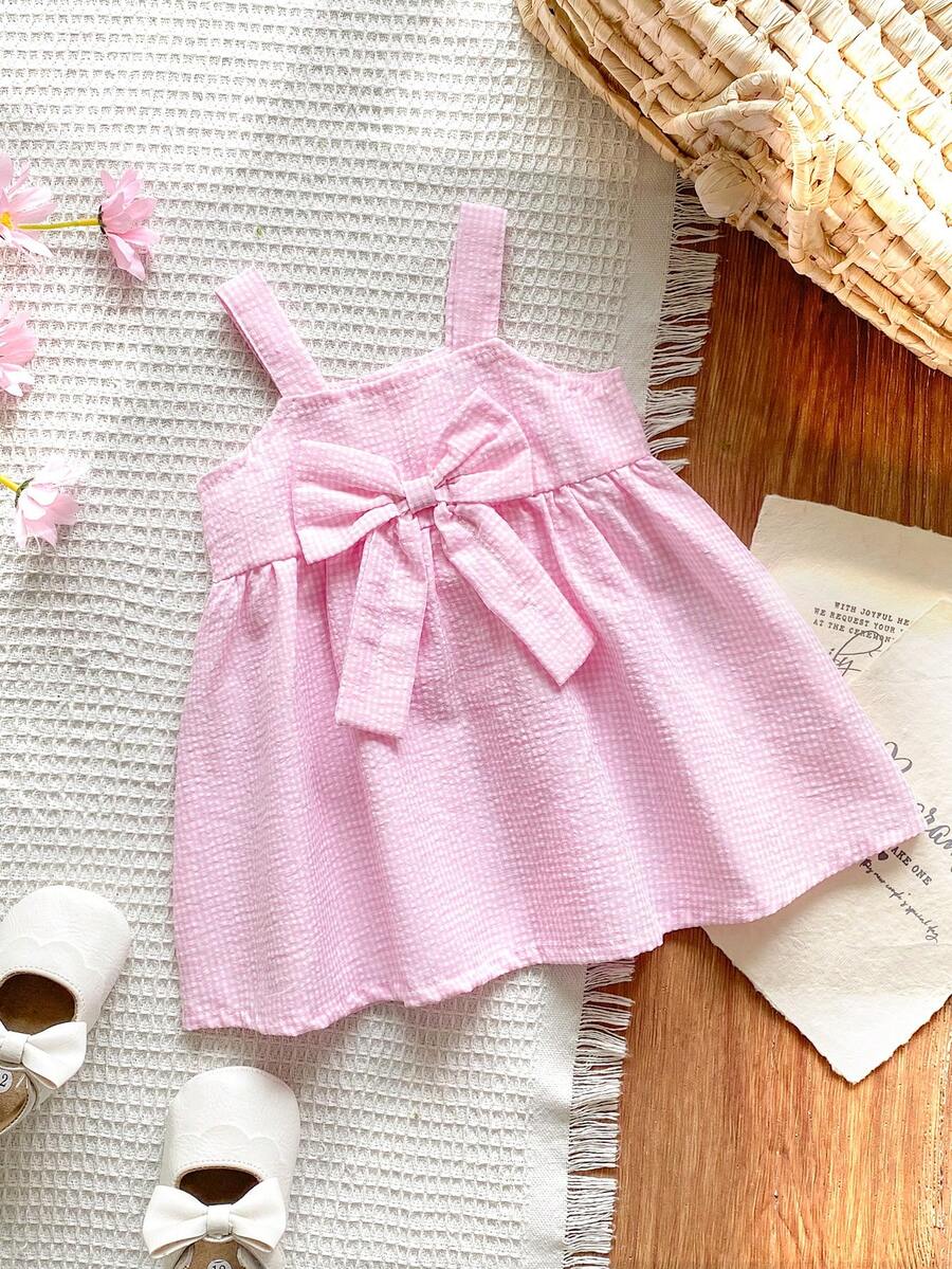 Baby Big Bow Strap Dress for Sweet Elegant Spring and Summer Wear