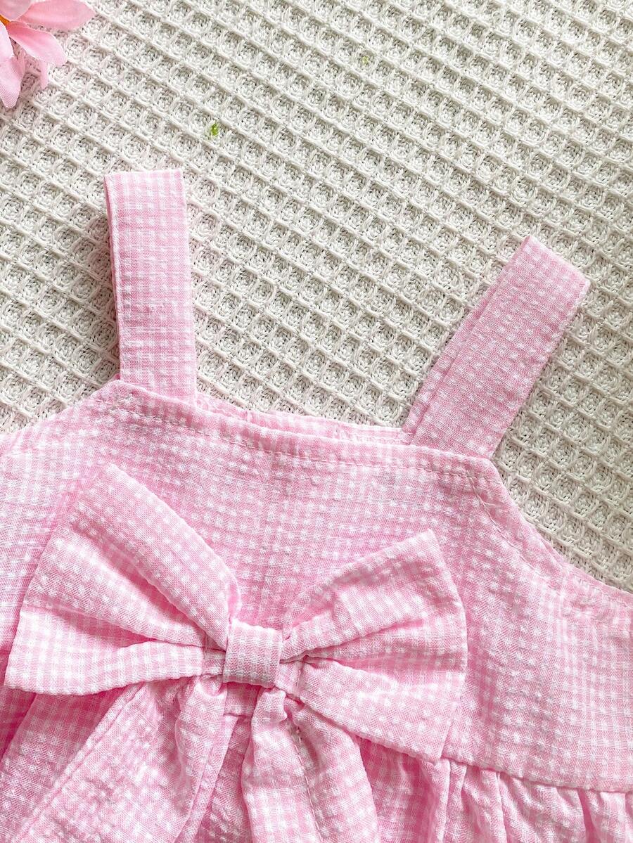 Baby Stripe Print Bow Front Cami Dress for Cute Summer Daily Wear