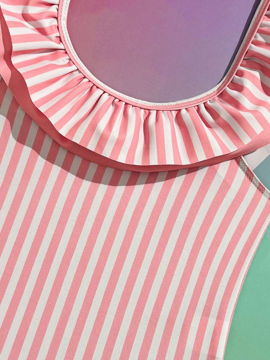 Little Girls Floral And Stripe Print Swimwear Fashion Summer Pool Outfit