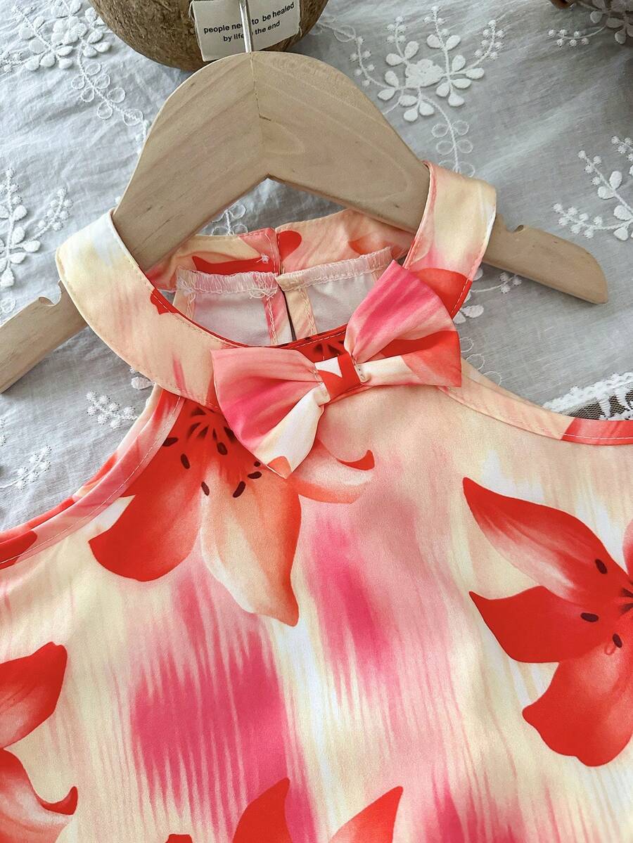 Cute Two Piece Floral Summer Clothing Set For Little Girls Elegant Style