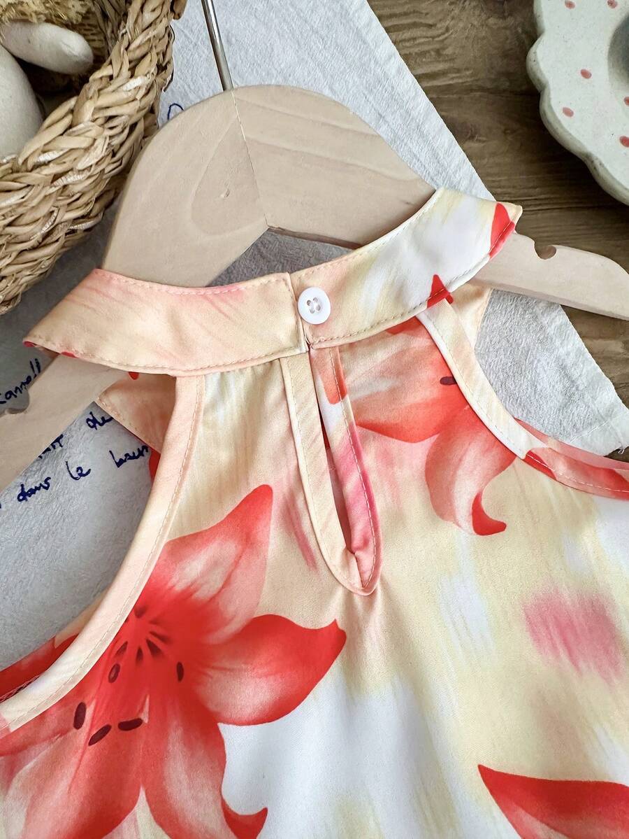 Cute Two Piece Floral Summer Clothing Set For Little Girls Elegant Style