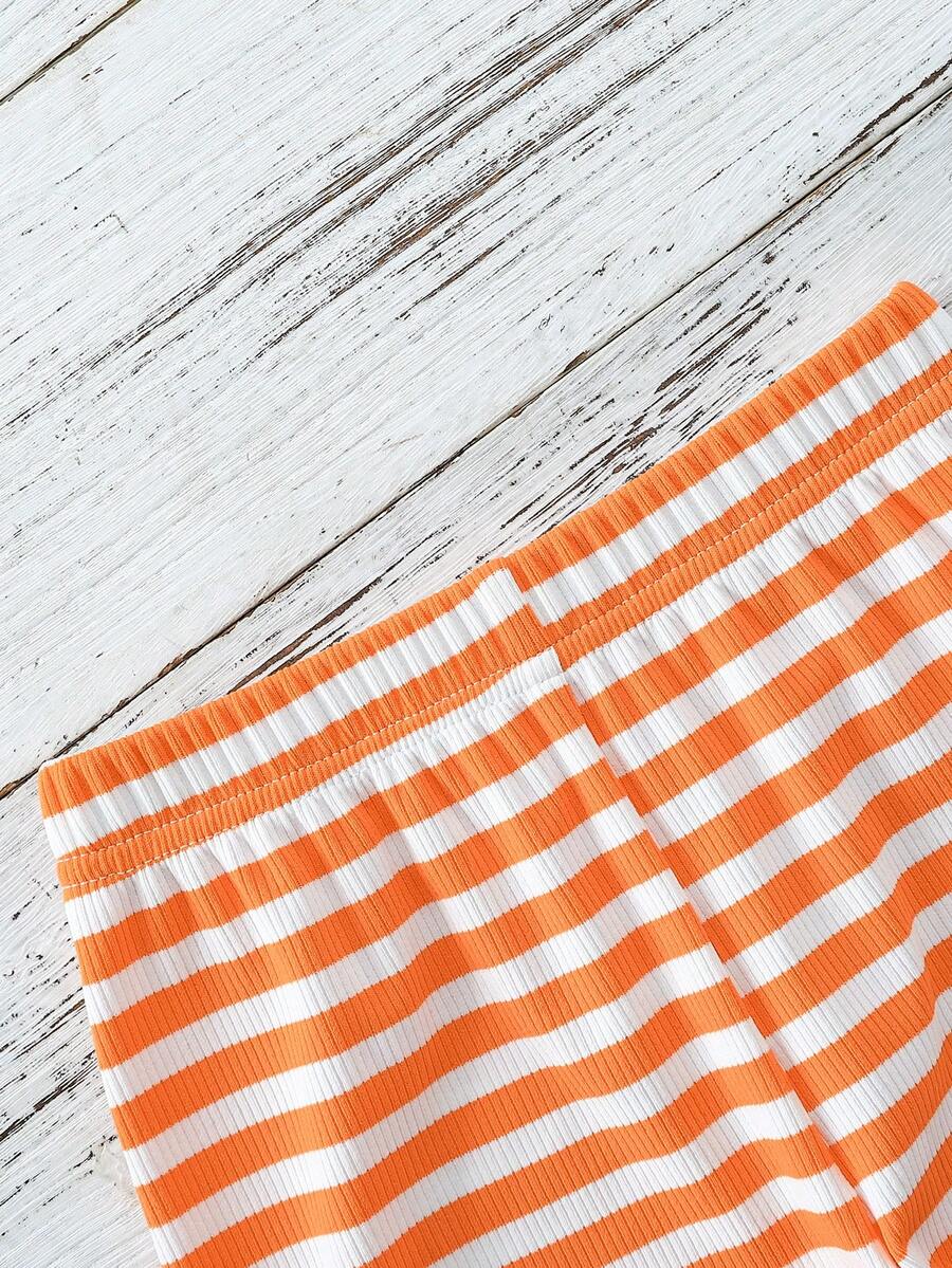 Striped Knit Camisole And Shorts Set For Baby Girls Summer Vacation Wear