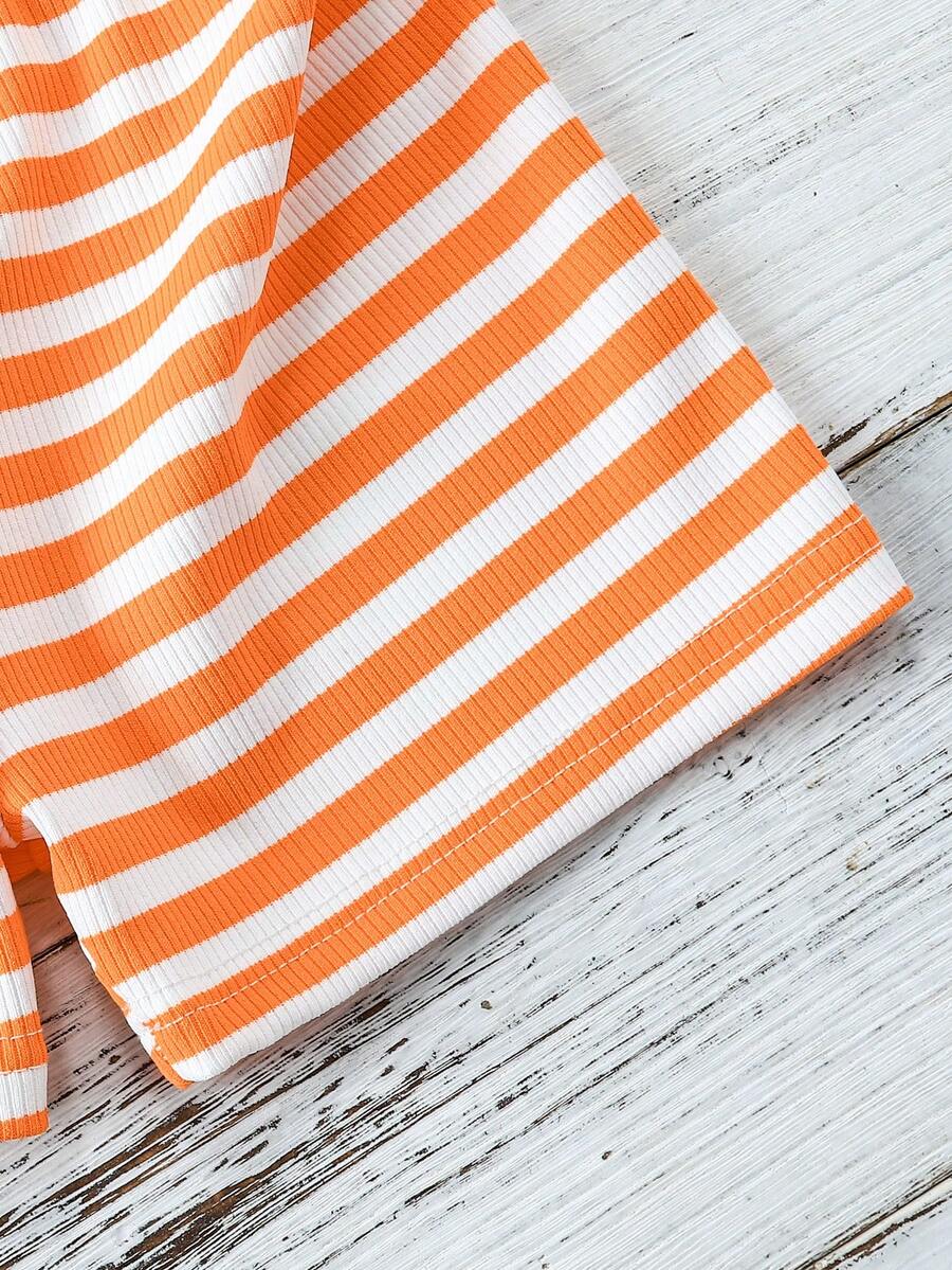 Striped Knit Camisole And Shorts Set For Baby Girls Summer Vacation Wear