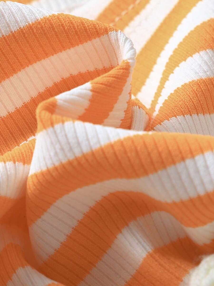 Striped Knit Camisole And Shorts Set For Baby Girls Summer Vacation Wear