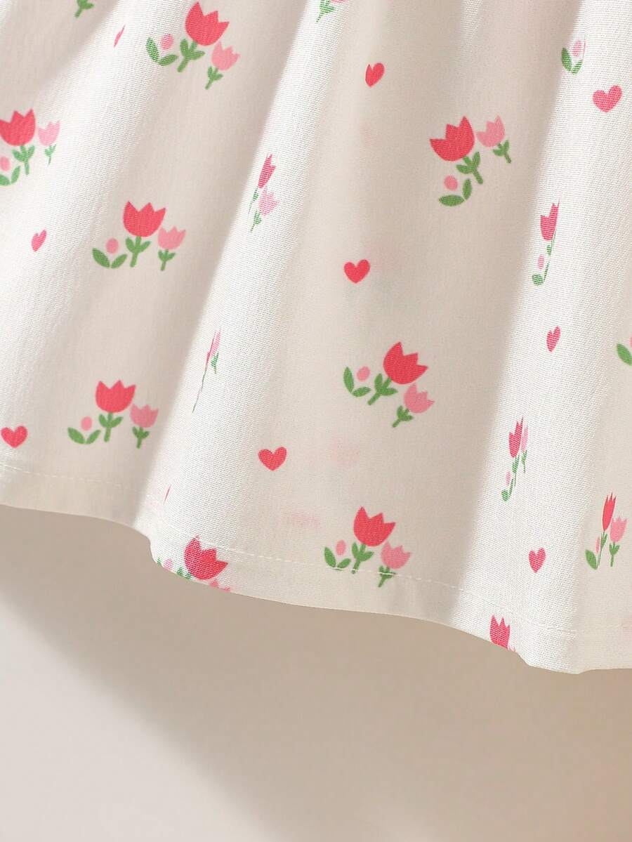 2PCS Baby Watercolor Floral Dress and Hairband Set for Cute Summer Outings