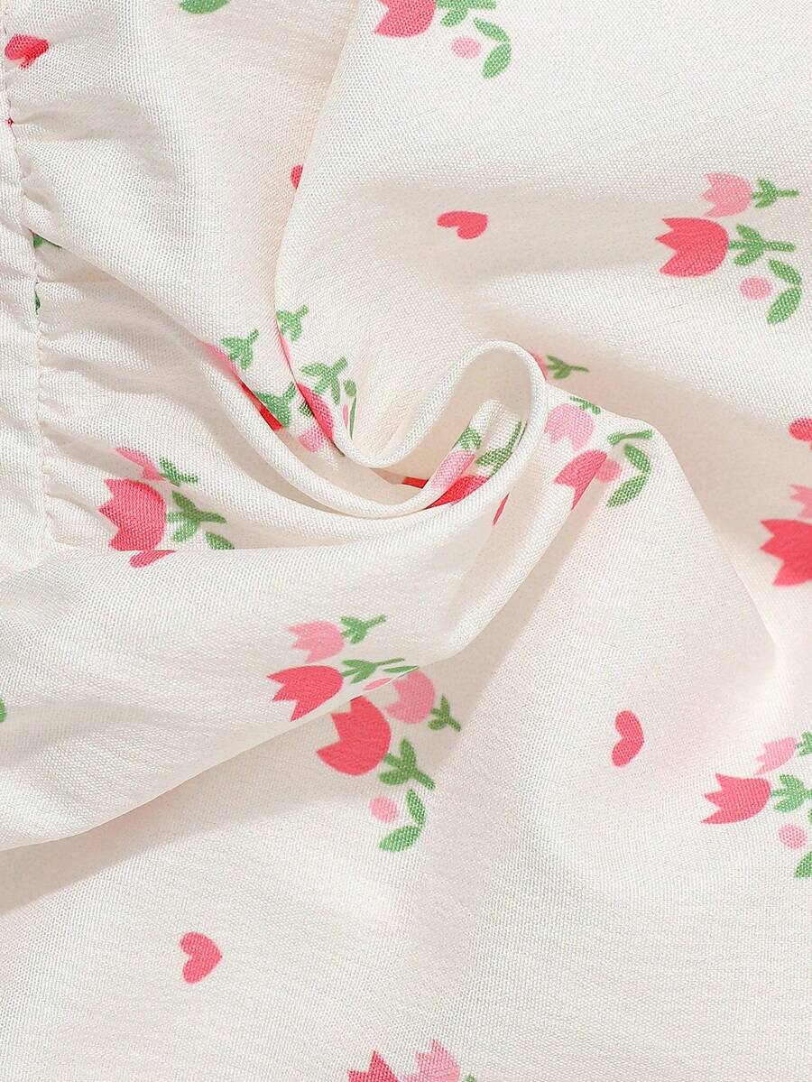 2PCS Baby Watercolor Floral Dress and Hairband Set for Cute Summer Outings