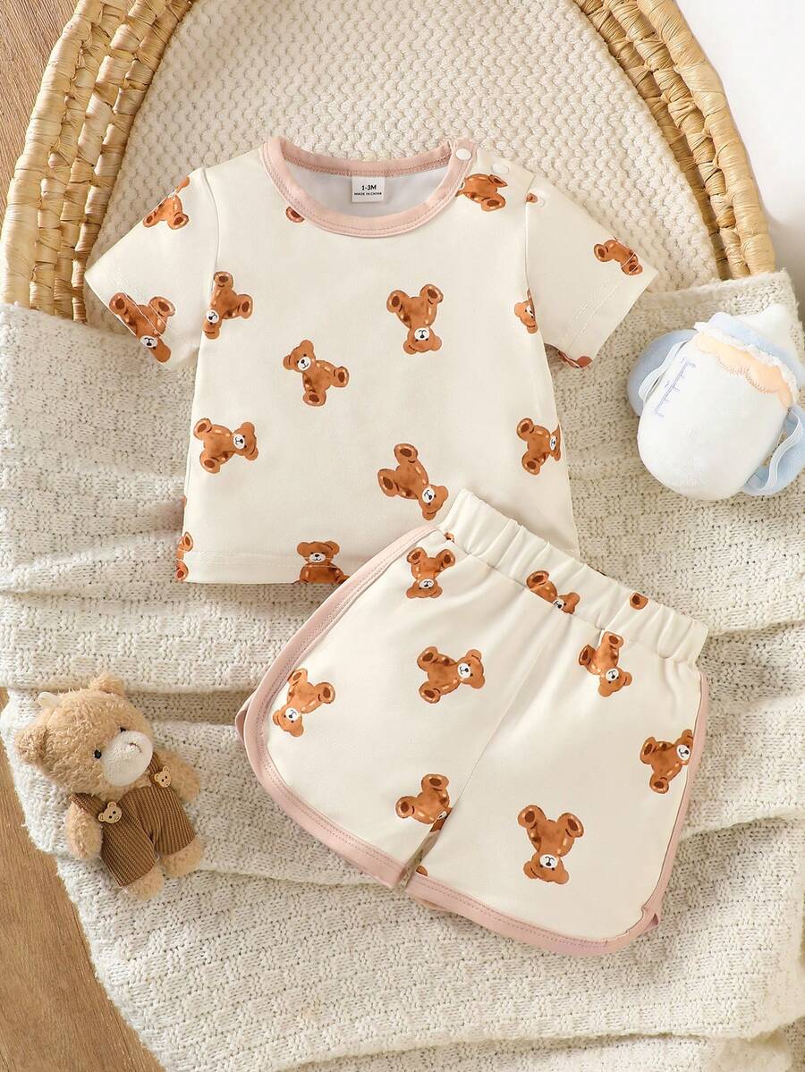 2PCS Baby Boy Coconut Tree Top and Dinosaur Shorts Set for Cute Summer Daily Wear