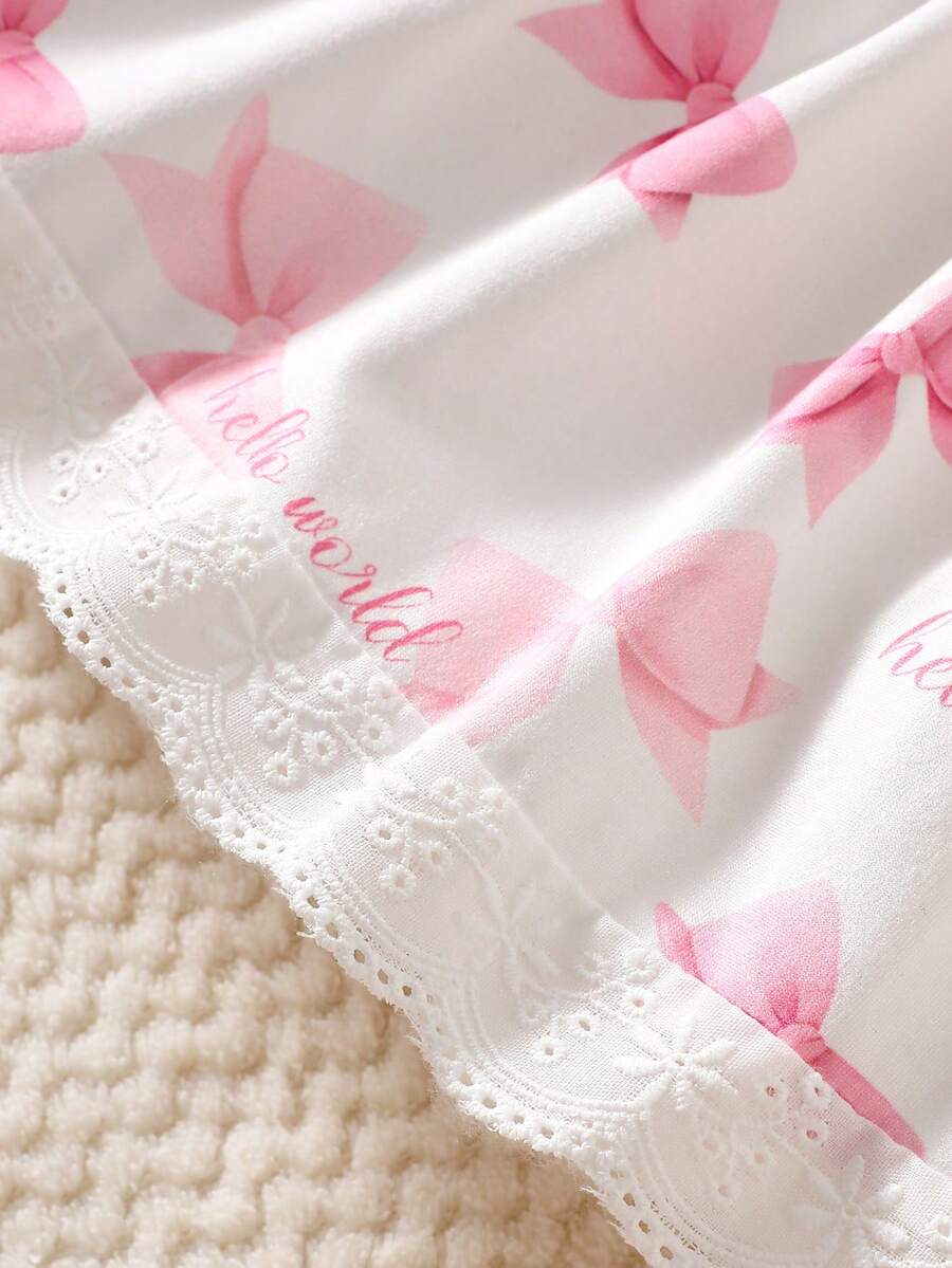 Baby Pink Heart Knit Dress with 3D Bow for Cute Daily and Outdoor Wear