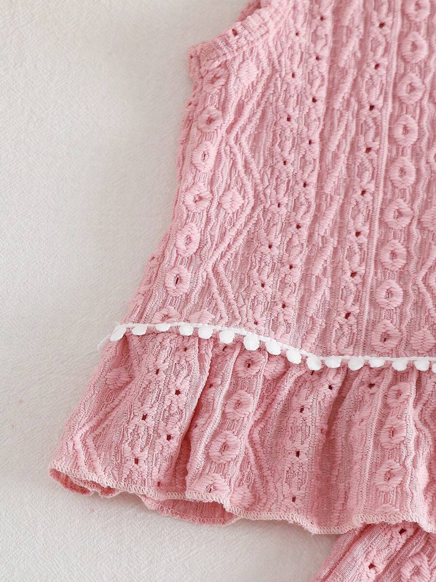 Two Piece Summer Clothing Set For Kids Girls Floral Knit Top And Shorts
