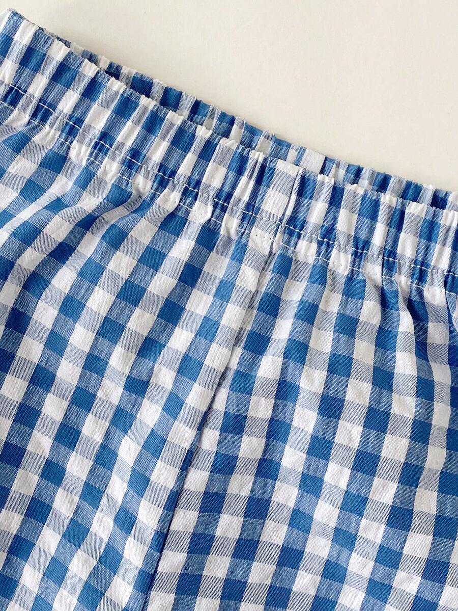 Baby Boy Holiday Print Top and Plaid Shorts 2 Piece Vacation Summer Outfit Set