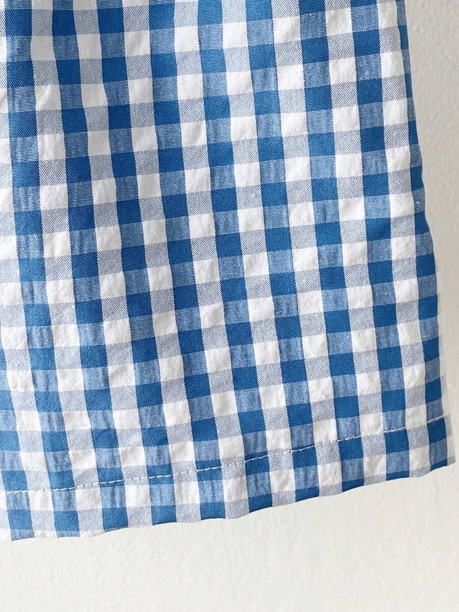 Baby Boy Holiday Print Top and Plaid Shorts 2 Piece Vacation Summer Outfit Set
