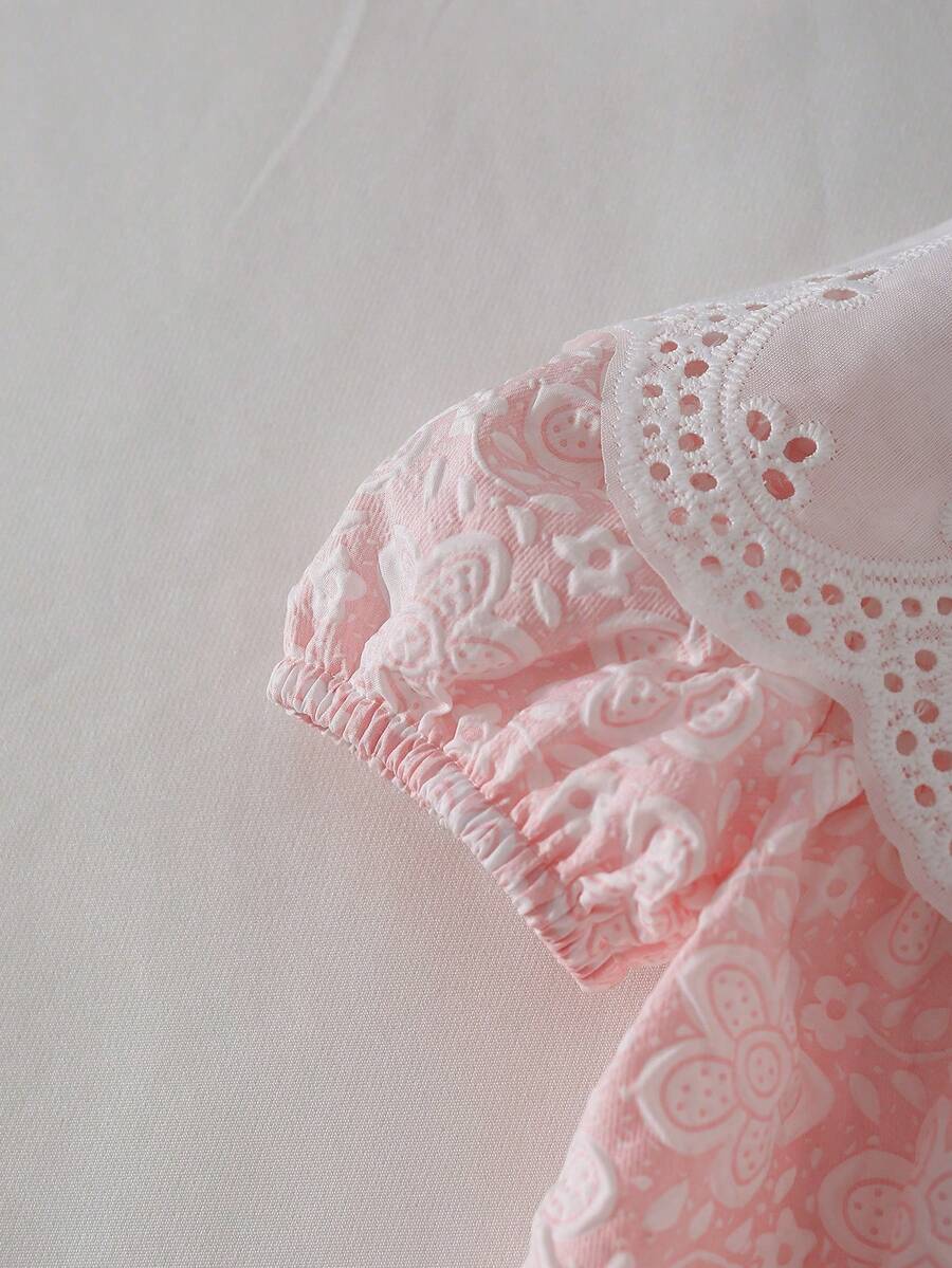 Girls Jacquard Princess Dress with Ruffle Collar for Elegant Summer Parties and Vacations