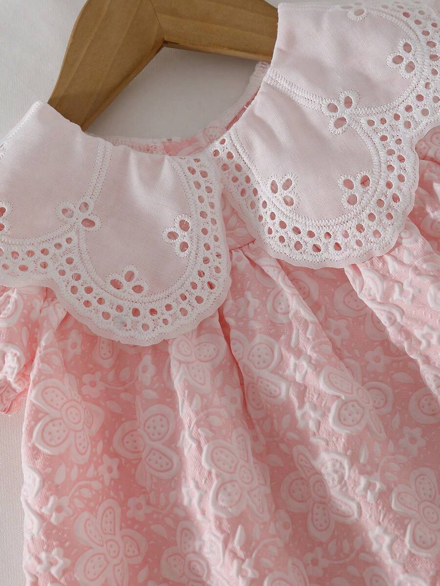 Girls Jacquard Princess Dress with Ruffle Collar for Elegant Summer Parties and Vacations