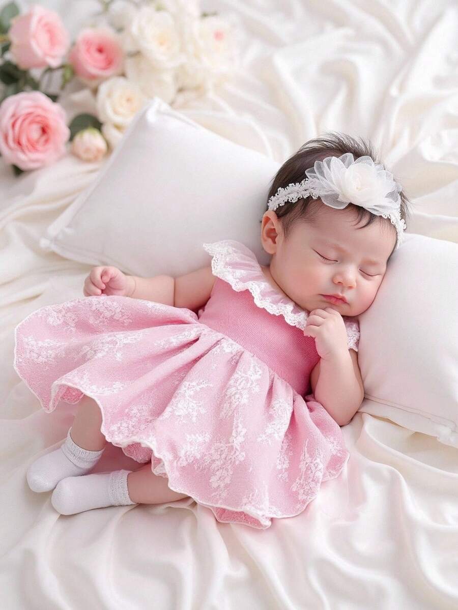 Baby Lace Collar Mesh Dress for Spring and Summer Celebrations and Photoshoots