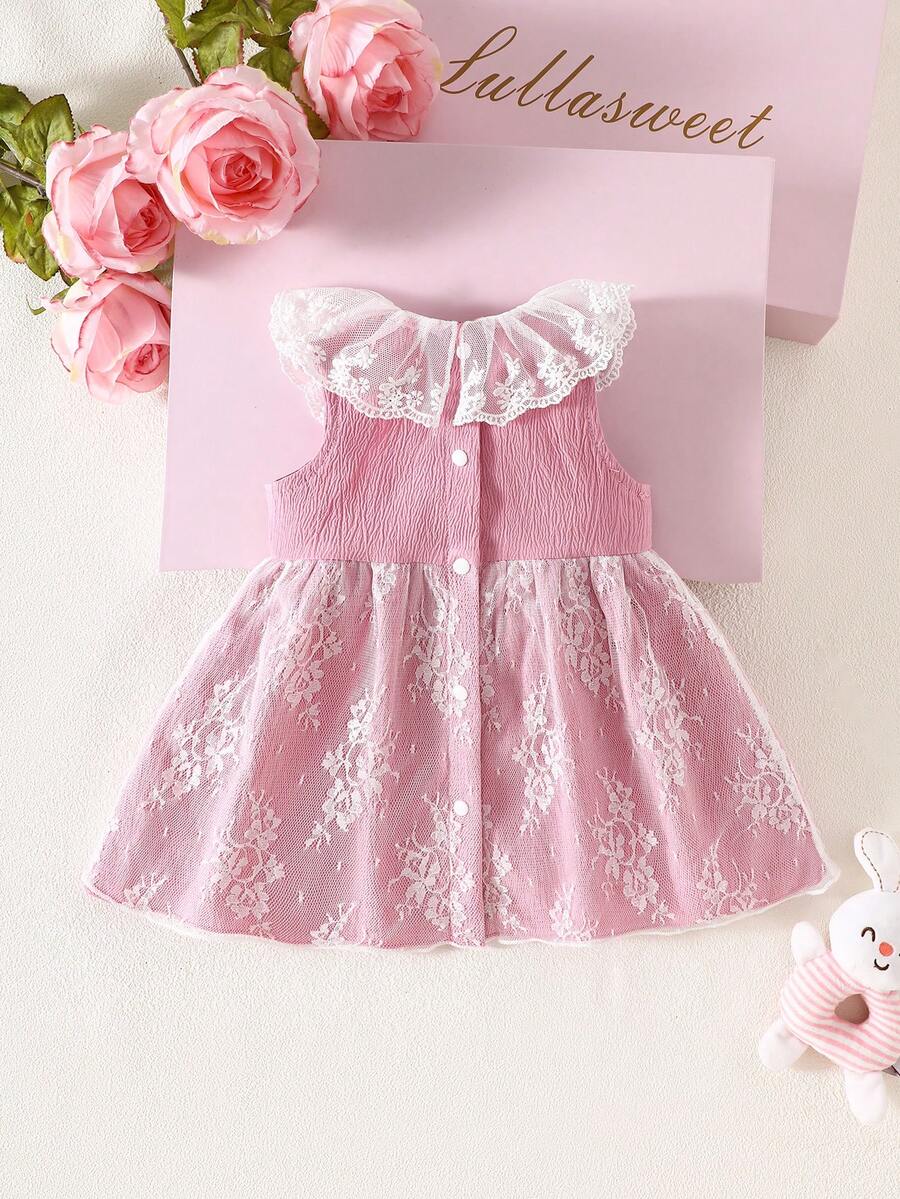 Baby Lace Collar Mesh Dress for Spring and Summer Celebrations and Photoshoots