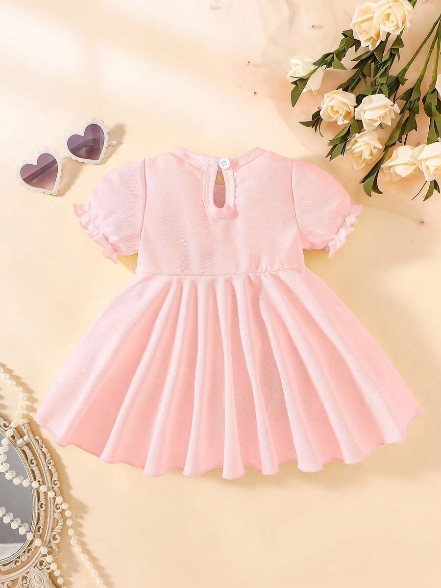 Baby Textured Princess Sleeve Dress for Elegant Spring and Summer Outings