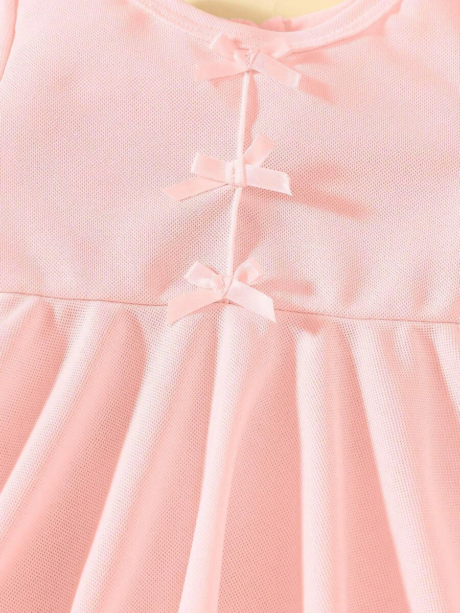 Baby Textured Princess Sleeve Dress for Elegant Spring and Summer Outings