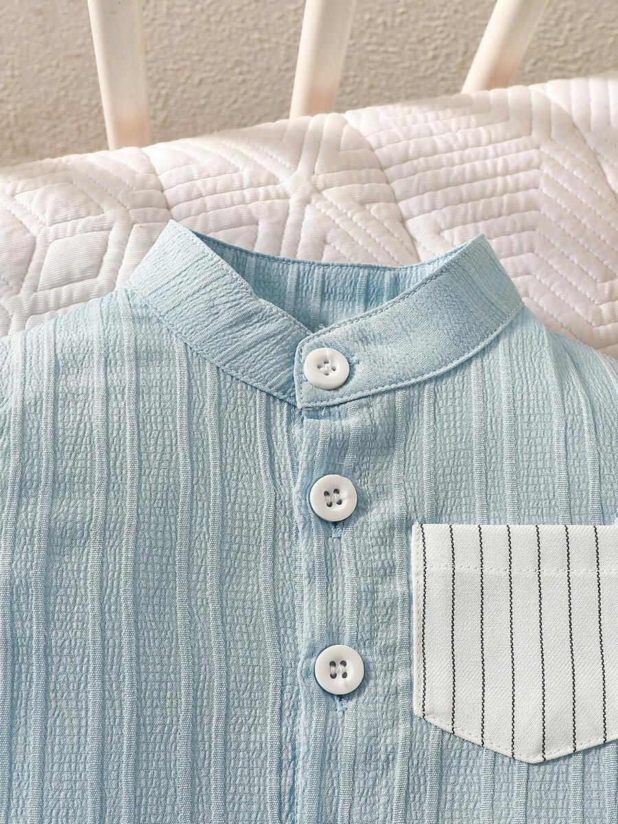 2PCS Baby Boy Gentleman Style Shirt and Shorts Set for Stylish Summer Daily Wear