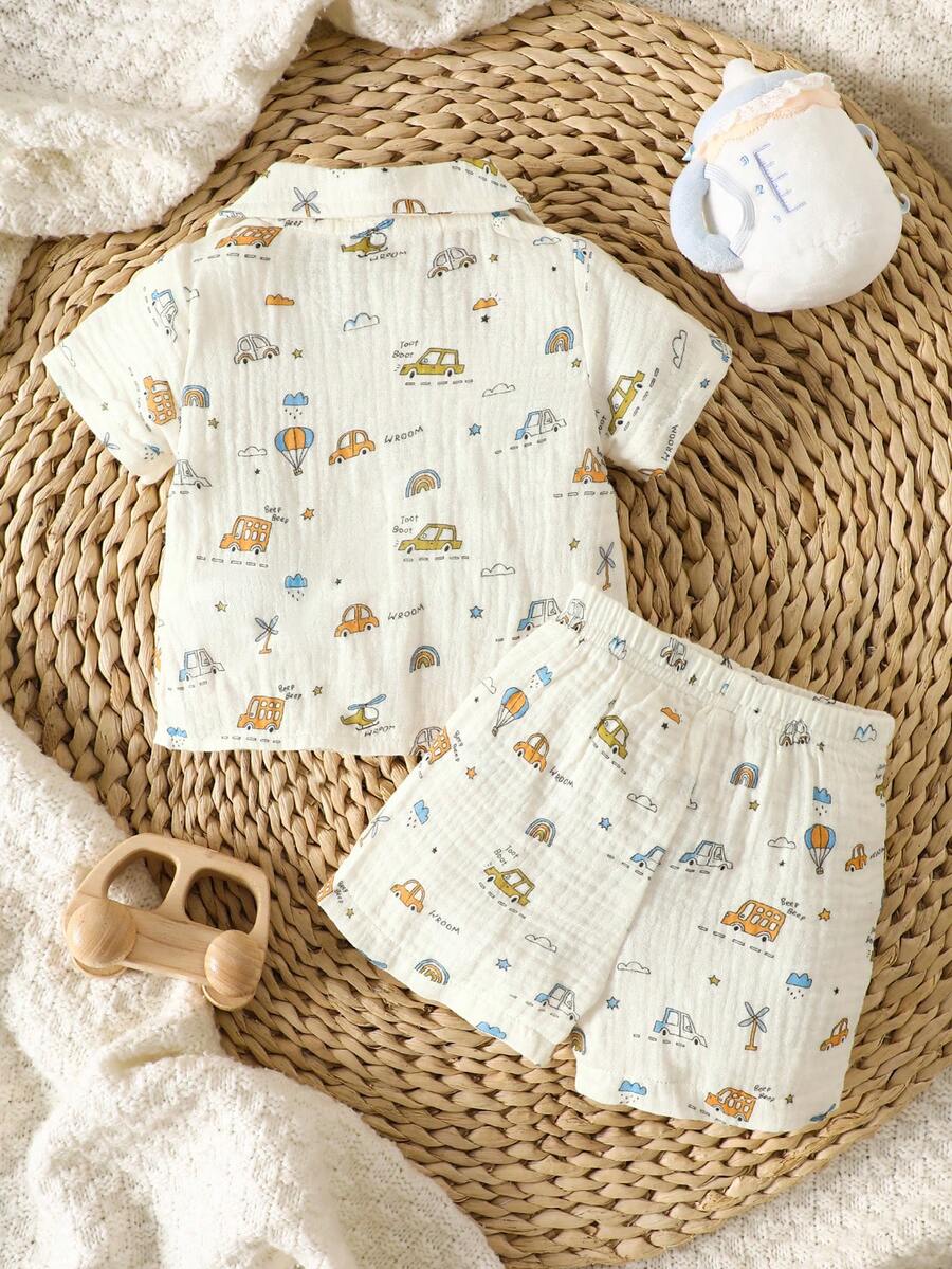 2PCS Baby Boy Gentleman Style Shirt and Shorts Set for Stylish Summer Daily Wear