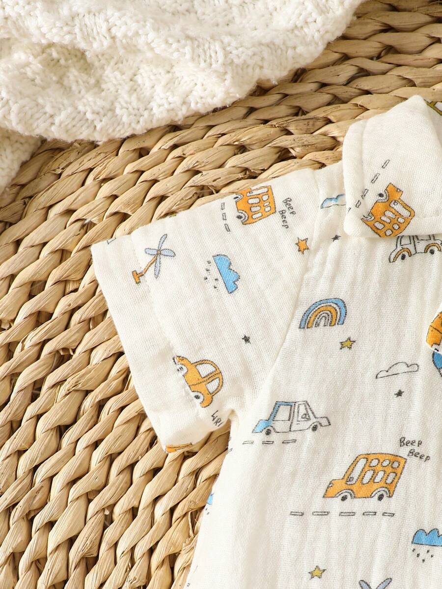 2PCS Baby Boy Gentleman Style Shirt and Shorts Set for Stylish Summer Daily Wear