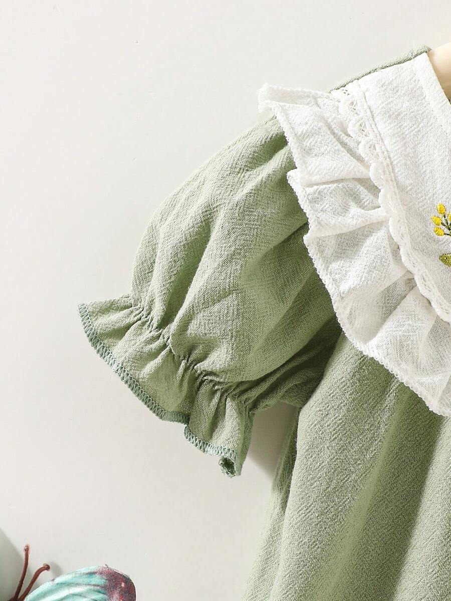 Baby Embroidered Puff Sleeve Dress for Cute Summer Outings and Photoshoots
