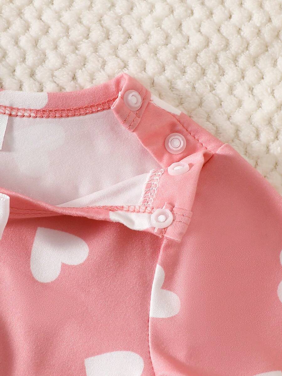 Baby Pink Heart Knit Dress with 3D Bow for Cute Daily and Outdoor Wear