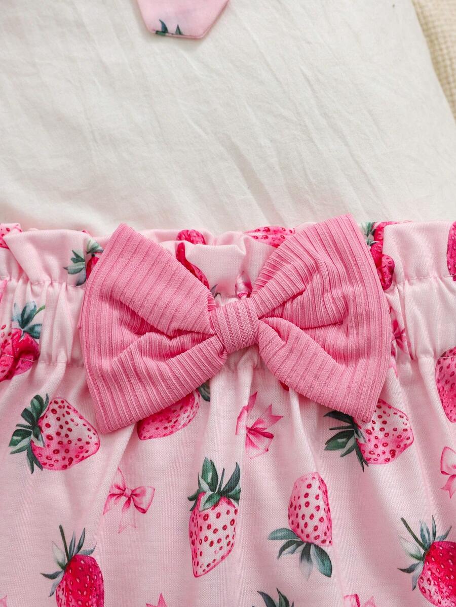 Baby Girl 2026 Summer 3pcs Buttoned Bodysuit and Lemon Skirt Set with Headband