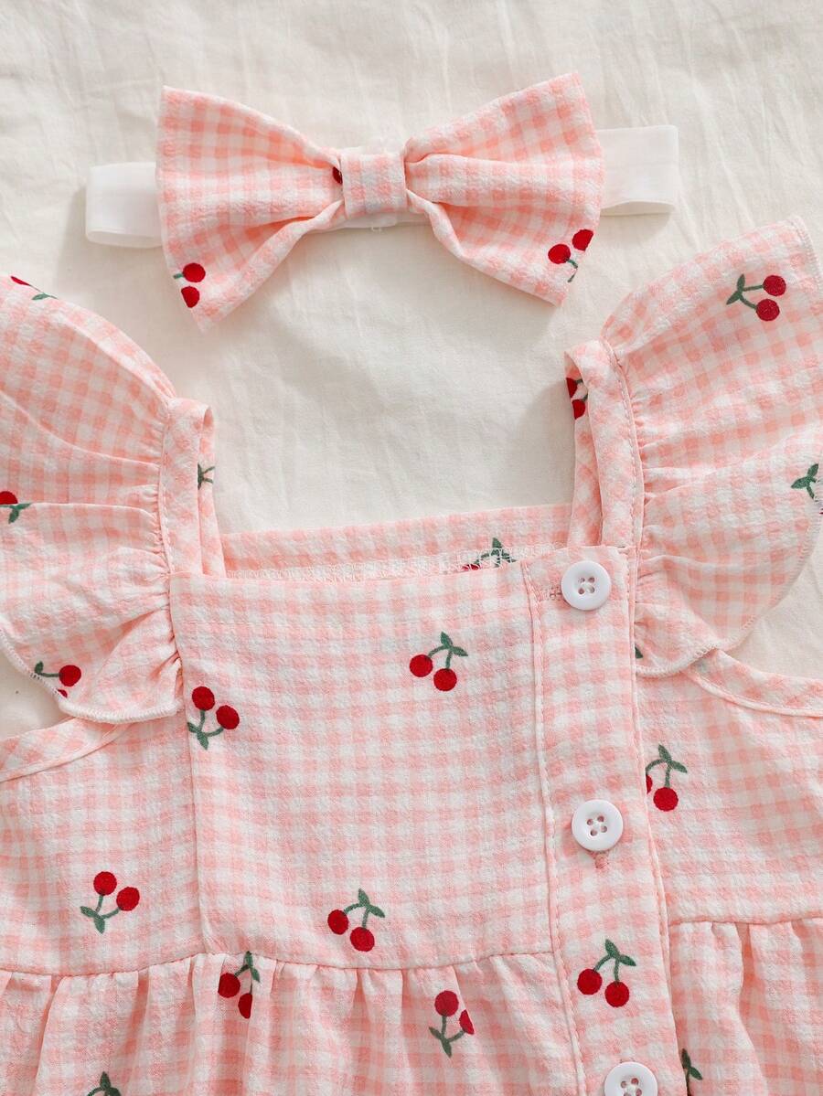 2PCS Baby Watercolor Floral Dress and Hairband Set for Cute Summer Outings