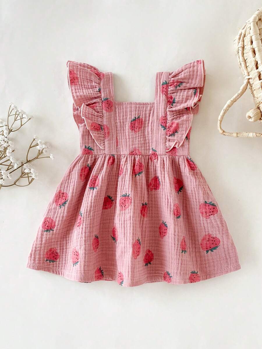 Baby Daisy Print Ruffled Hem Dress for Cute Summer Daily Wear
