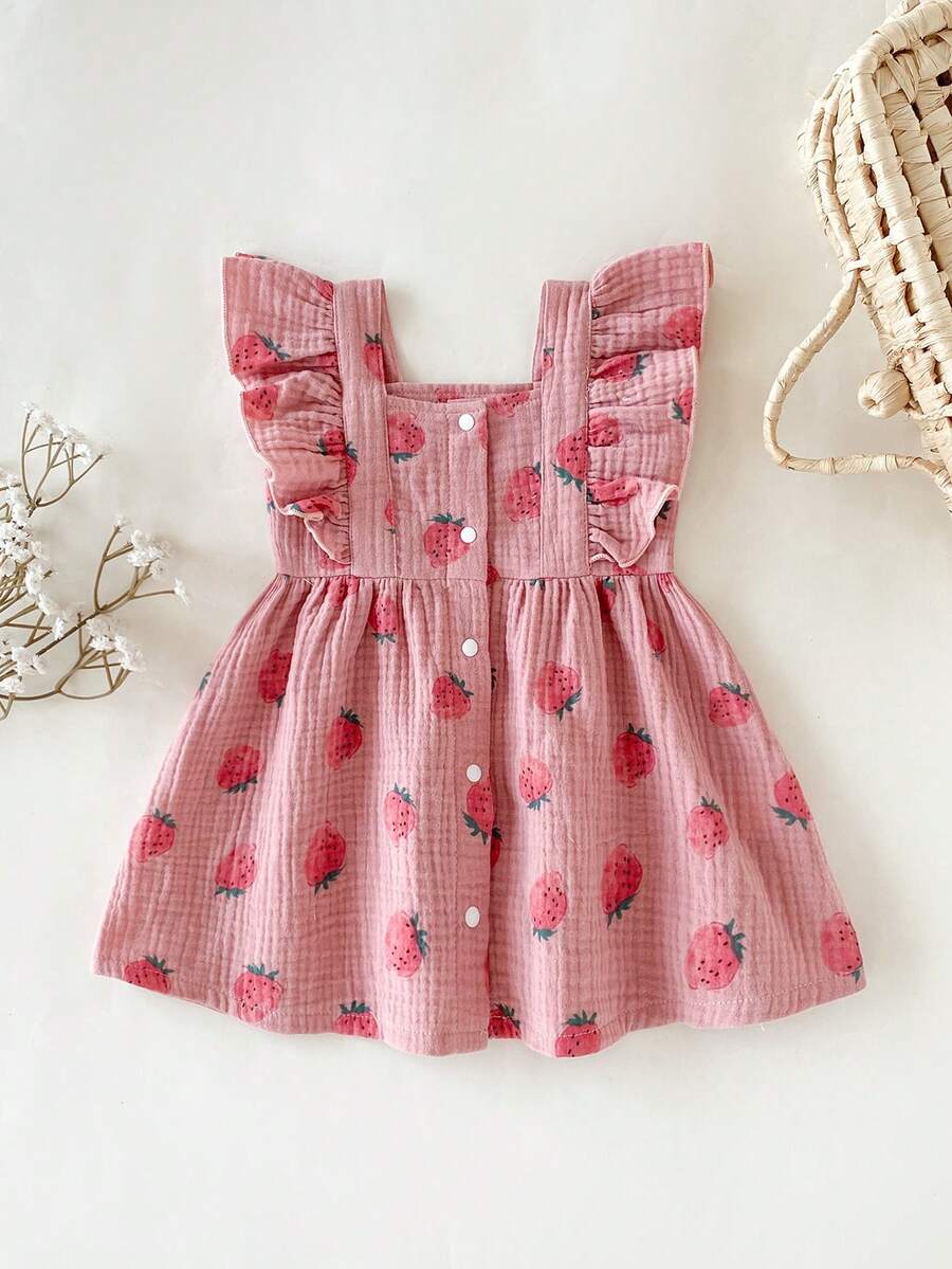 Baby Daisy Print Ruffled Hem Dress for Cute Summer Daily Wear