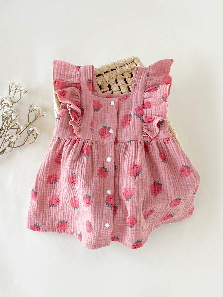 Baby Daisy Print Ruffled Hem Dress for Cute Summer Daily Wear