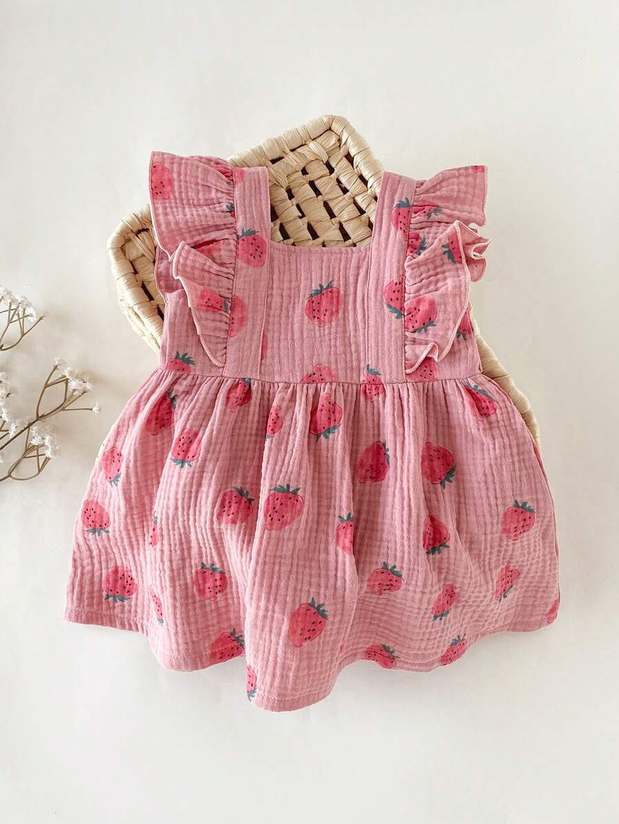 Baby Daisy Print Ruffled Hem Dress for Cute Summer Daily Wear
