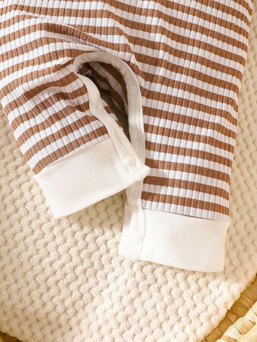 Baby Striped Collar Long Sleeve Jumpsuit for Cozy Daily Wear in Fall and Winter