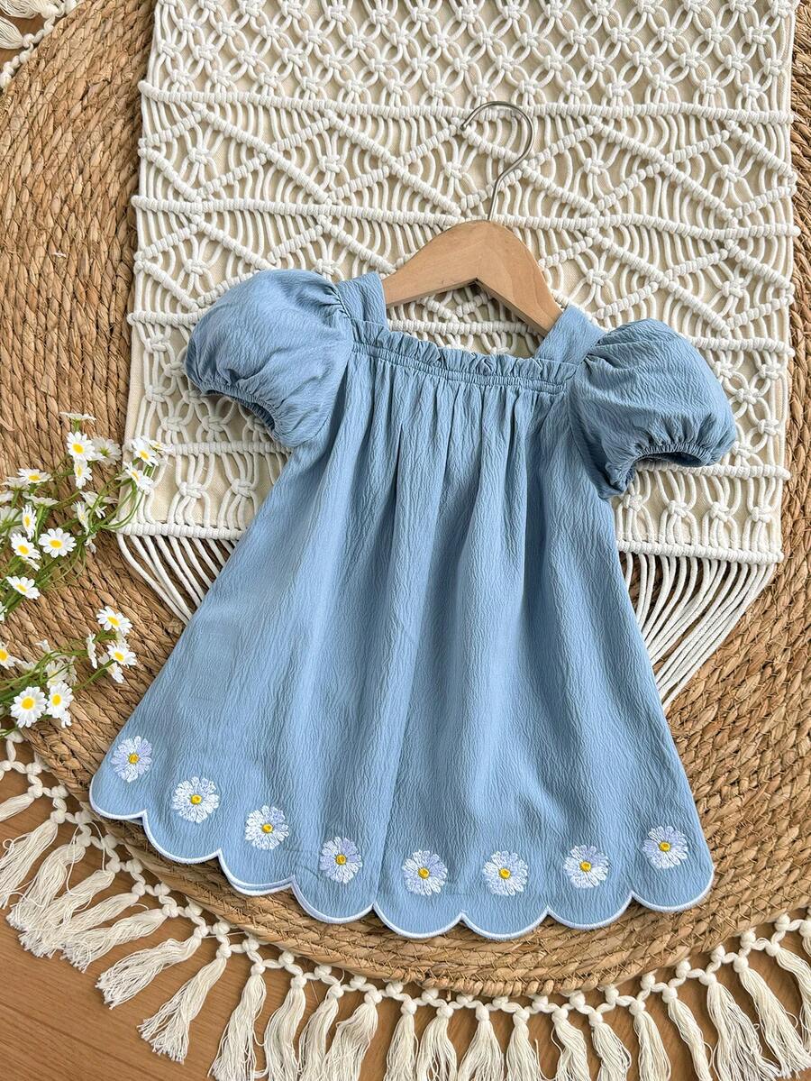 Green Plaid Short Sleeve Dress for Baby Girls - Cute Bow Accent Summer Outfit