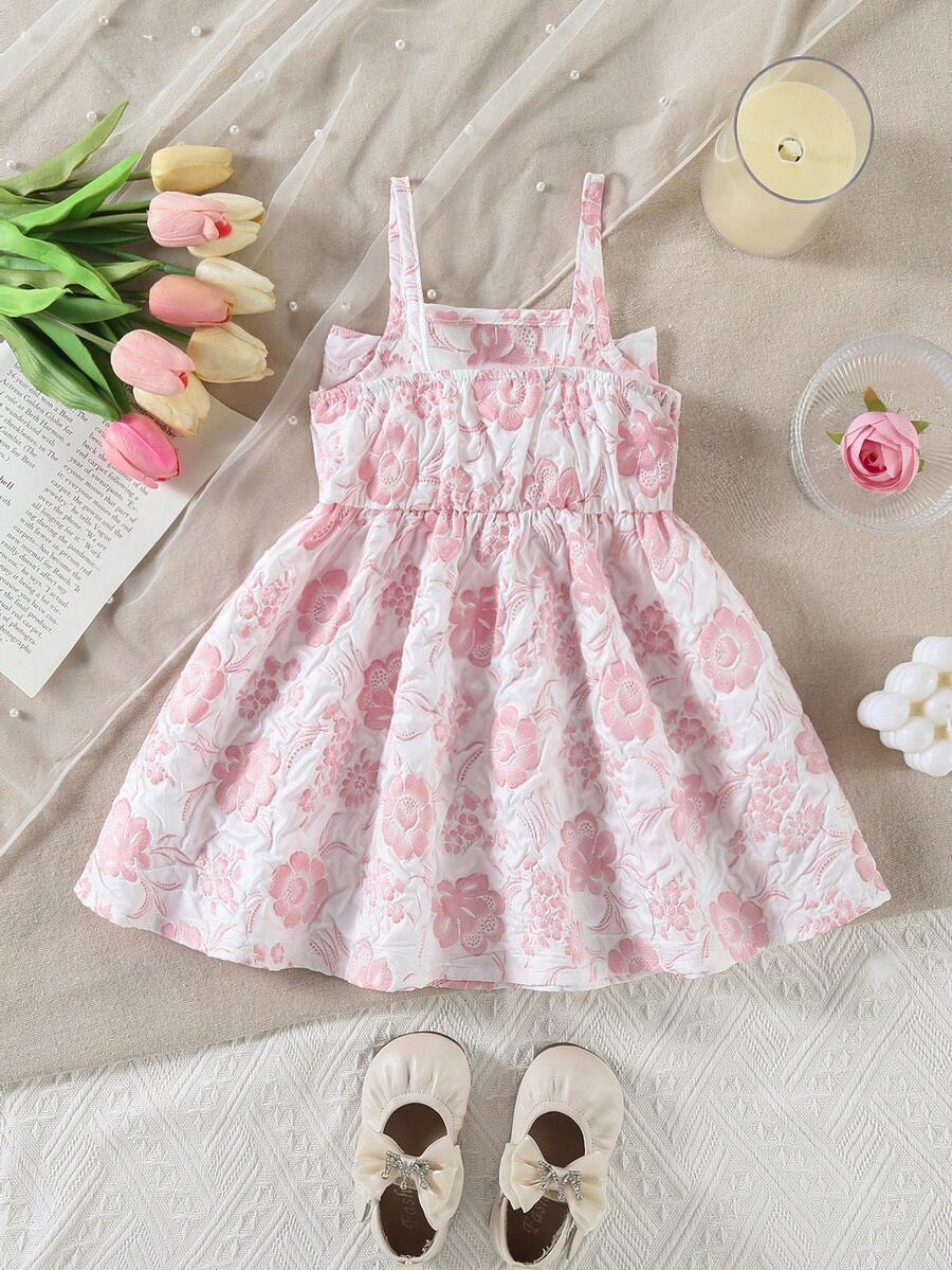 Toddler Girl 1-Piece Sleeveless Dress with Bow Decor for Summer