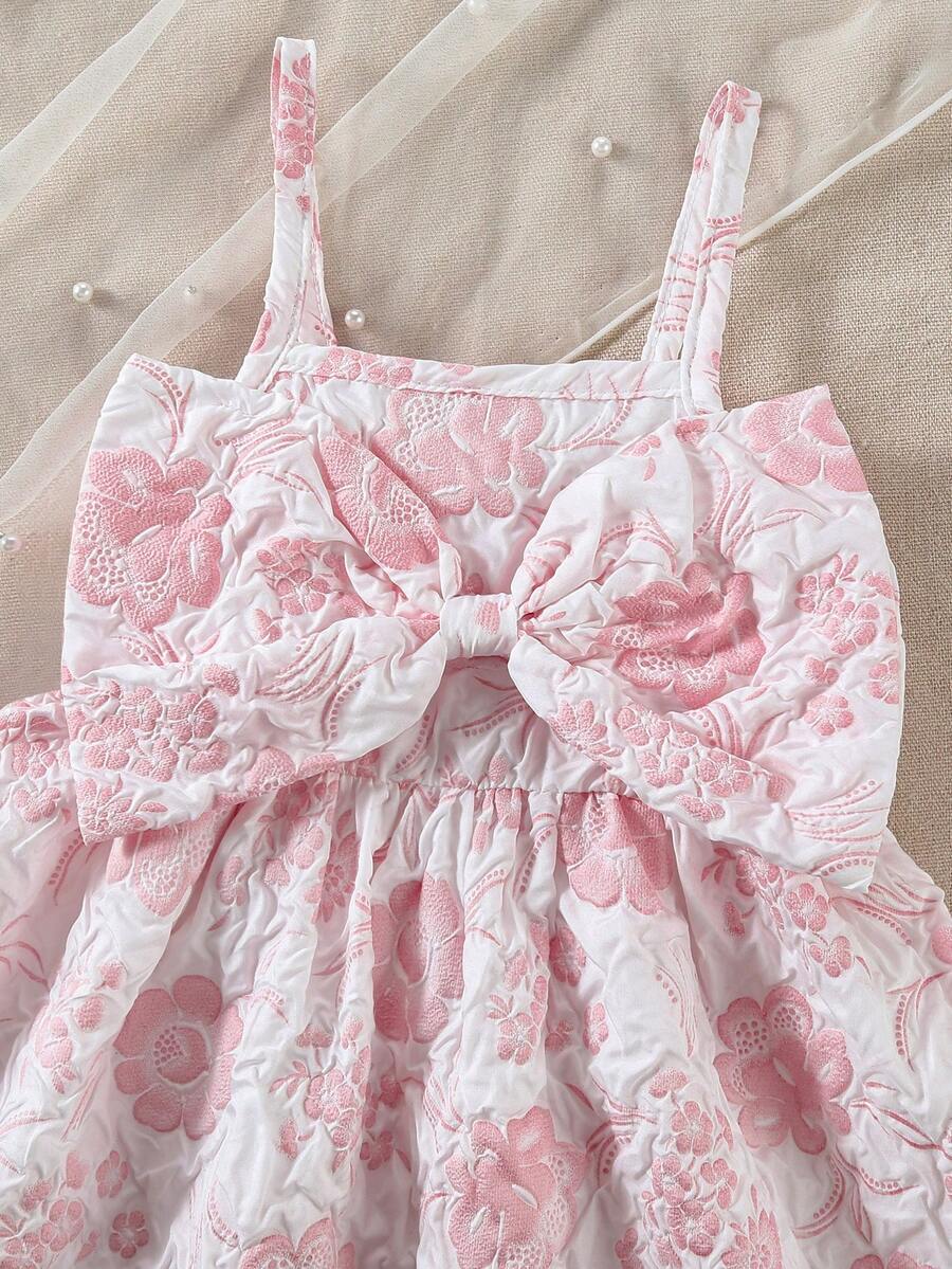Toddler Girl 1-Piece Sleeveless Dress with Bow Decor for Summer