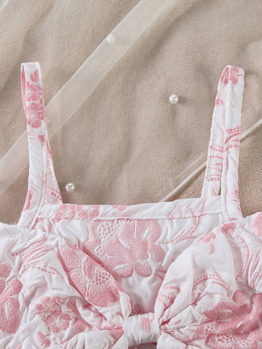 Toddler Girl 1-Piece Sleeveless Dress with Bow Decor for Summer