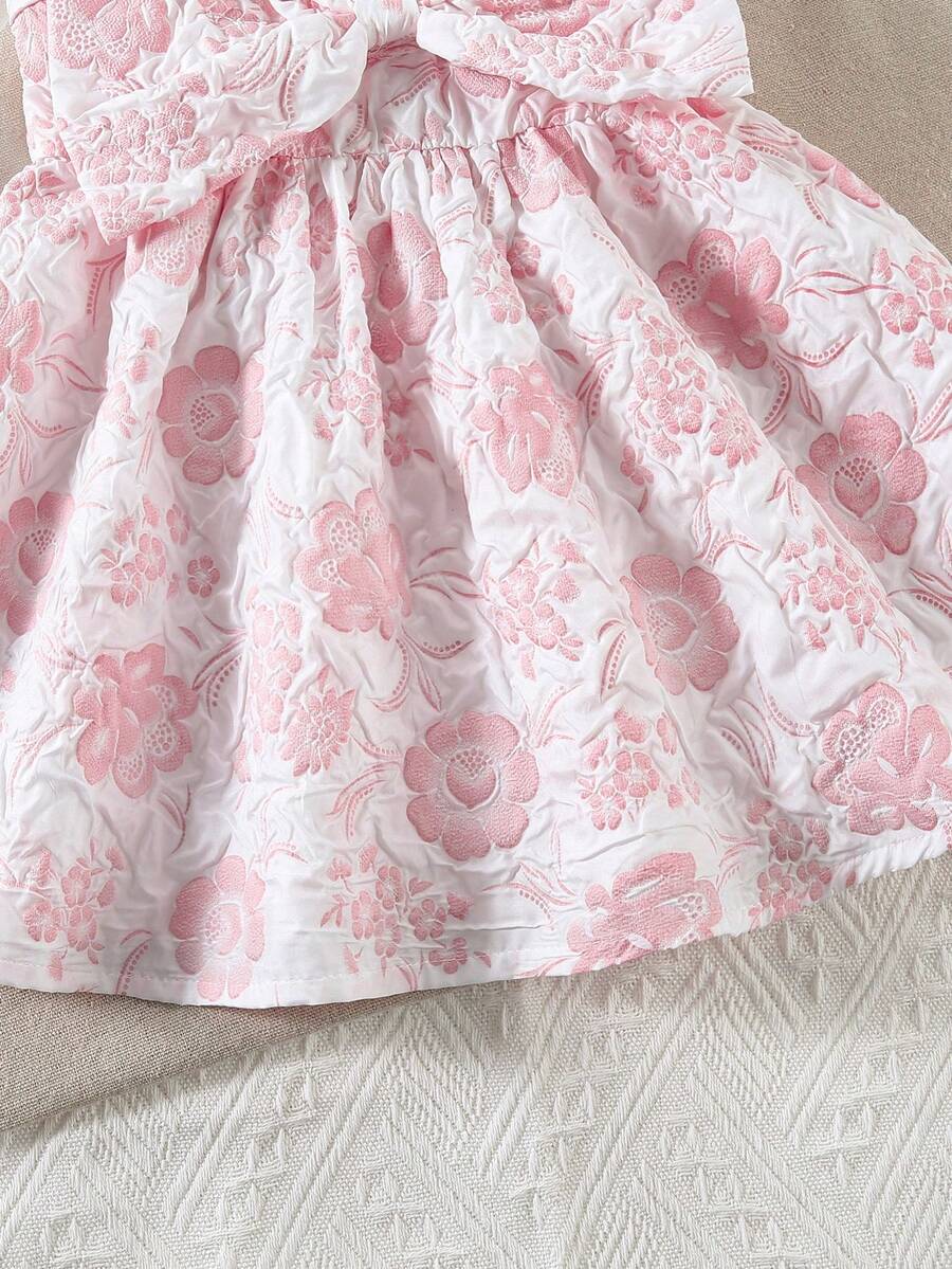 Toddler Girl 1-Piece Sleeveless Dress with Bow Decor for Summer