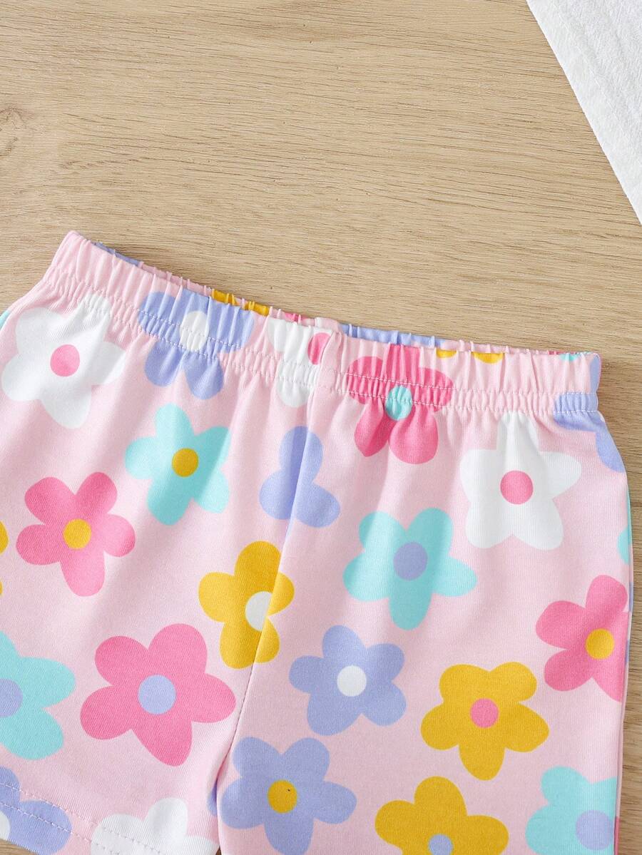 Colorful Striped Knit Top and Shorts Outfit Set for Cute Summer Daily Wear