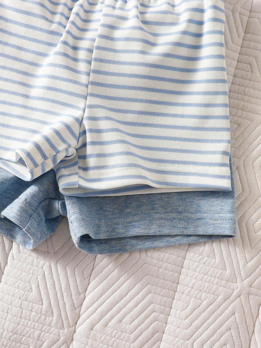 Baby Boy 2-Piece Stripe Printed Clothes Set - Casual Spring Summer Sun Outfit