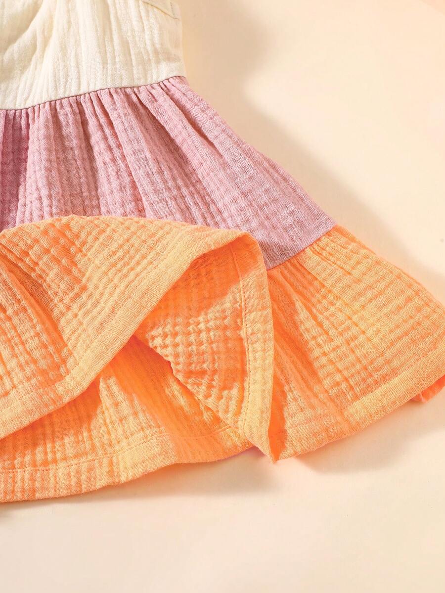 Baby Colorblock Ruffle Hem Dress for Cute Casual Daily Wear